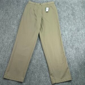 LL Bean Pants Women 14 (Fit 30x31) Dark Cement Pleated Original Fit Wrinkle Free